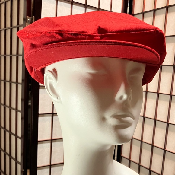 VTG 80s TED FLETCHER Sports Cabbie Red Newsboy Blank Trapper Hat Unisex - Picture 3 of 6